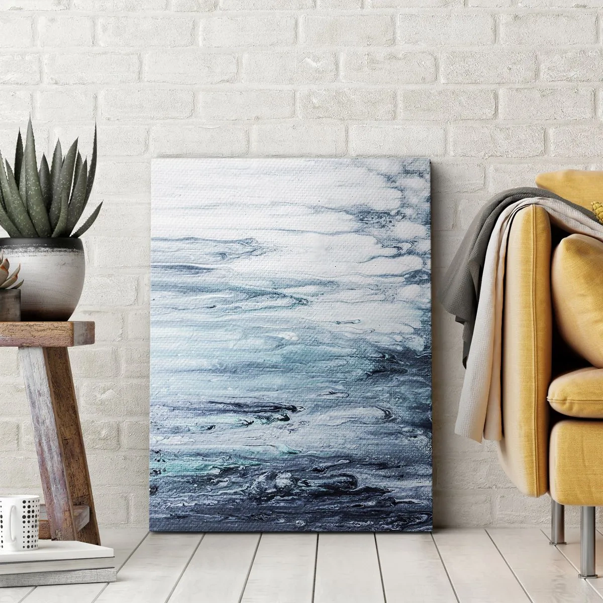 Canvastavla - Bild på duk - Blåa istappar - 50x70 cm