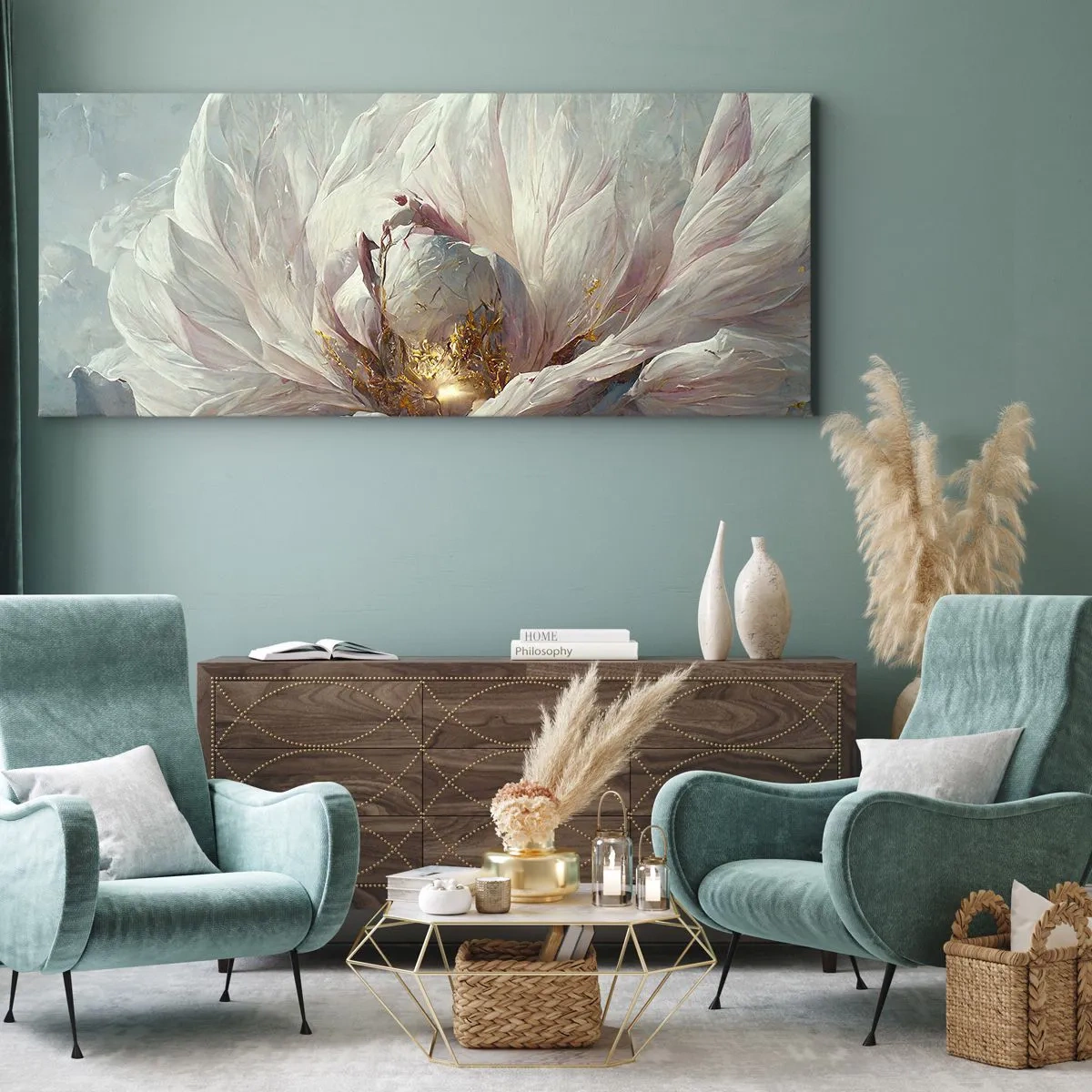 Canvastavla - Bild på duk - Blommar en gång på hundra år - 100x40 cm
