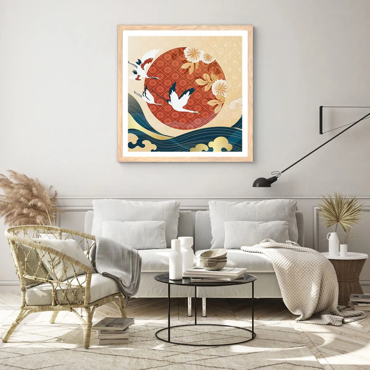 Affisch i ram av ljusek - Japansk saga - 50x50 cm