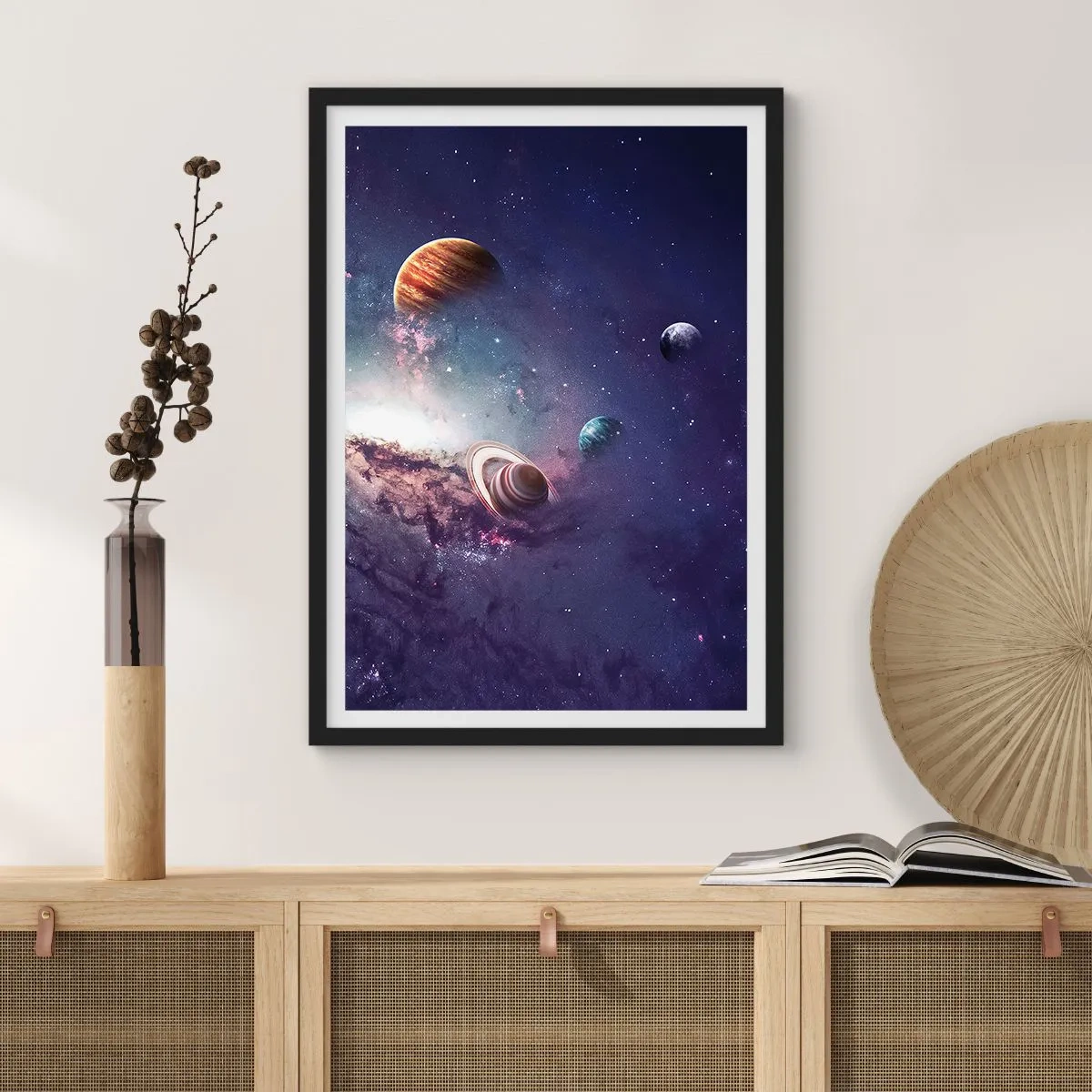 Affisch i svart ram - Sol- och danssystem - 61x91 cm