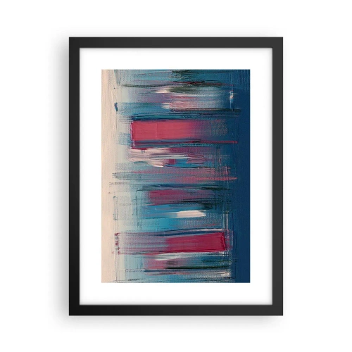 Affisch i svart ram - Vertikal komposition i blått och rött - 30x40 cm