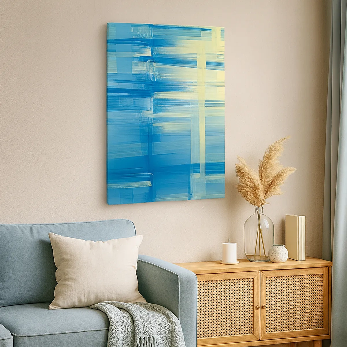 Canvastavla - Bild på duk - Komposition i turkos - 50x70 cm