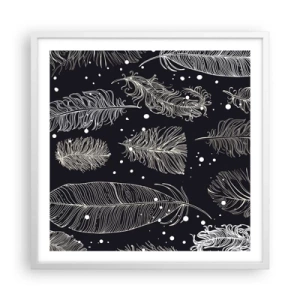 Affisch i vit ram - Fjäderspets - 60x60 cm