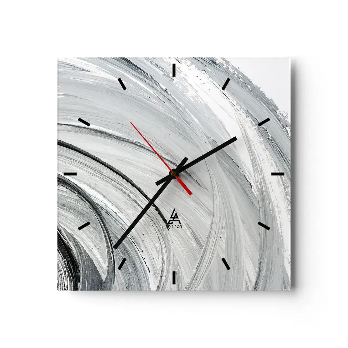 Väggklocka - Klocka på glas - Orbital komposition - 30x30 cm