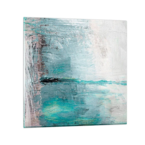 Glastavla - Bild på glas - Horisontellt i blått - 40x40 cm