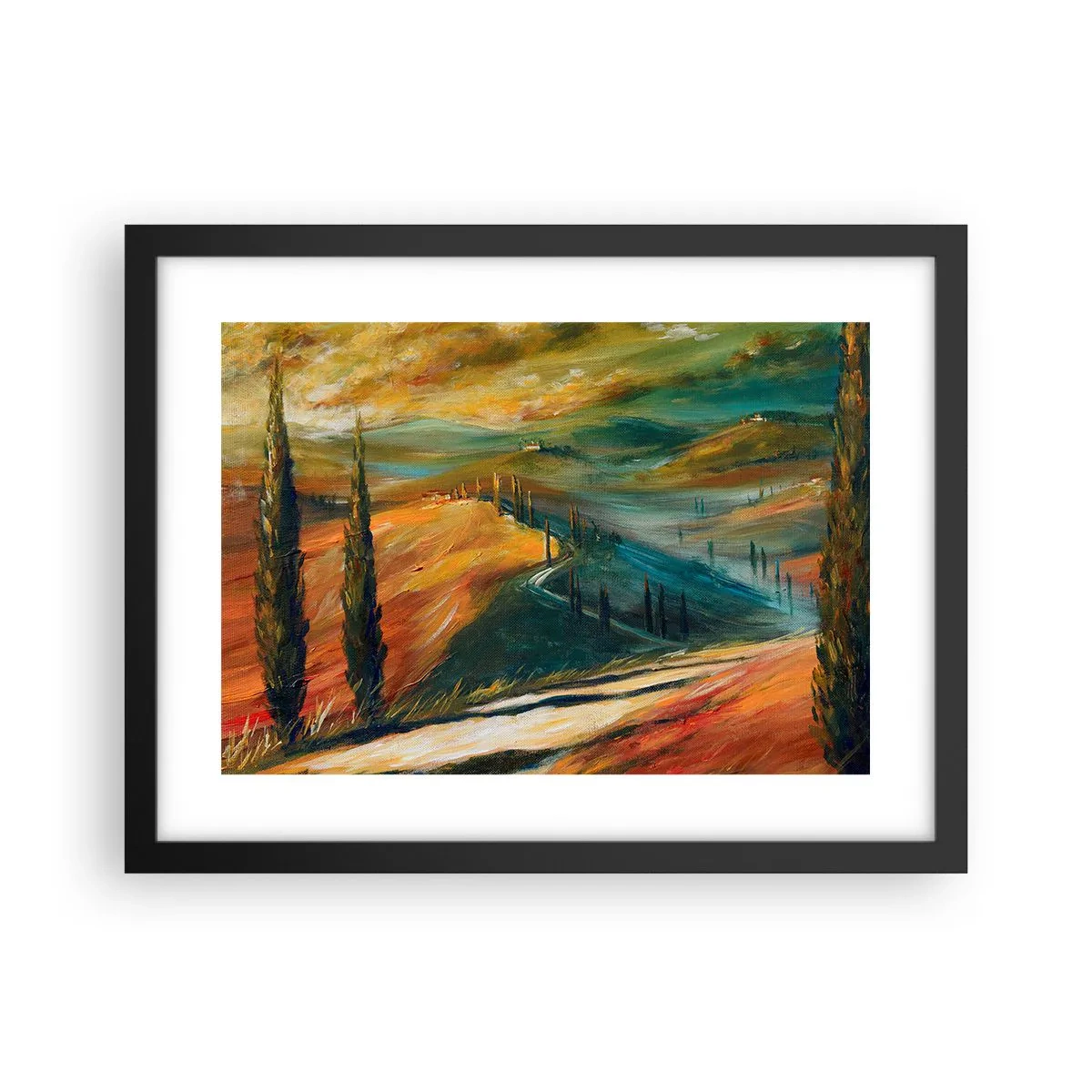 Affisch i svart ram - Toskanskt landskap - 40x30 cm