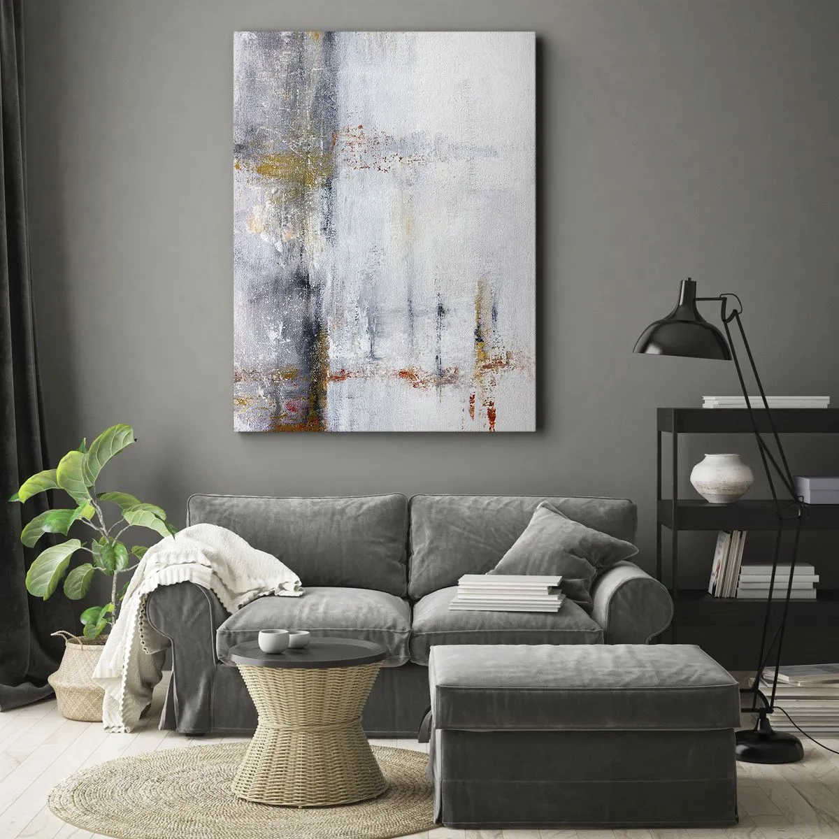 Canvastavla - Bild på duk - Bakom luftridån - 45x80 cm