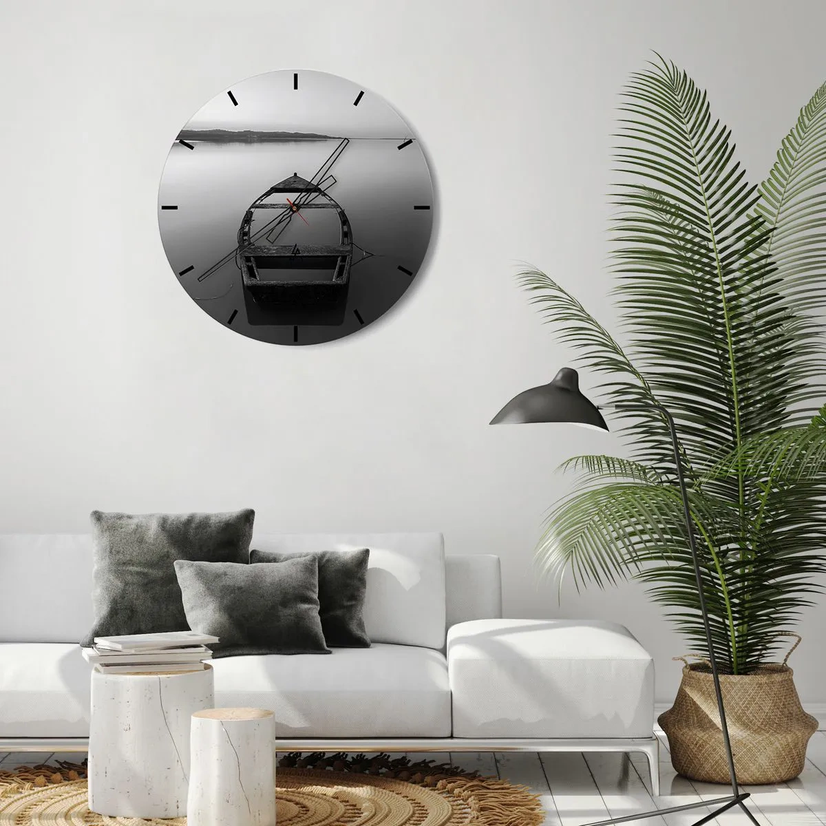 Väggklocka - Klocka på glas - Längtan och melankoli - 40x40 cm