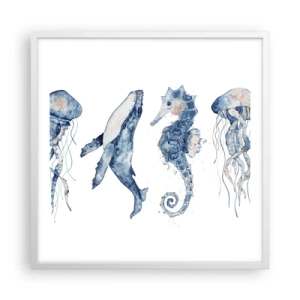 Affisch i vit ram - Havets under - 60x60 cm