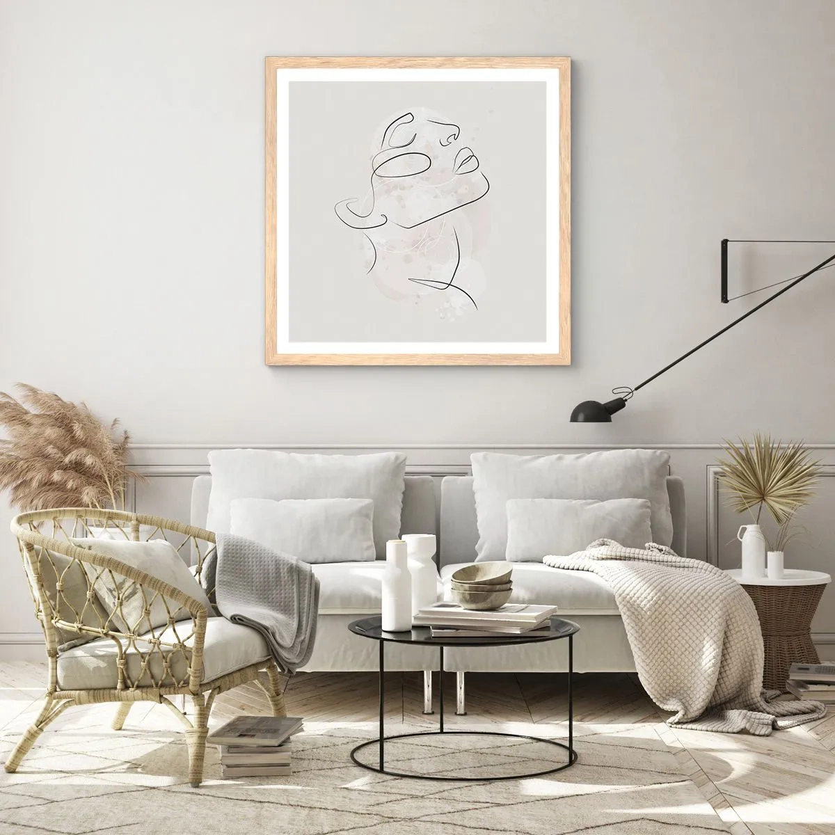 Affisch i ram av ljusek - Drömmens kontur - 60x60 cm