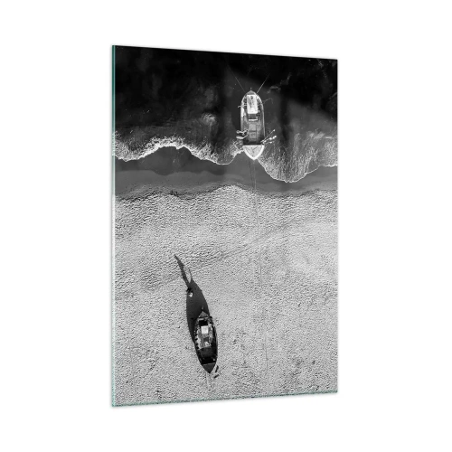 Glastavla - Bild på glas - Fortfarande på stranden... - 50x70 cm