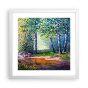 Affisch i vit ram - Idyllisk vy - 40x40 cm