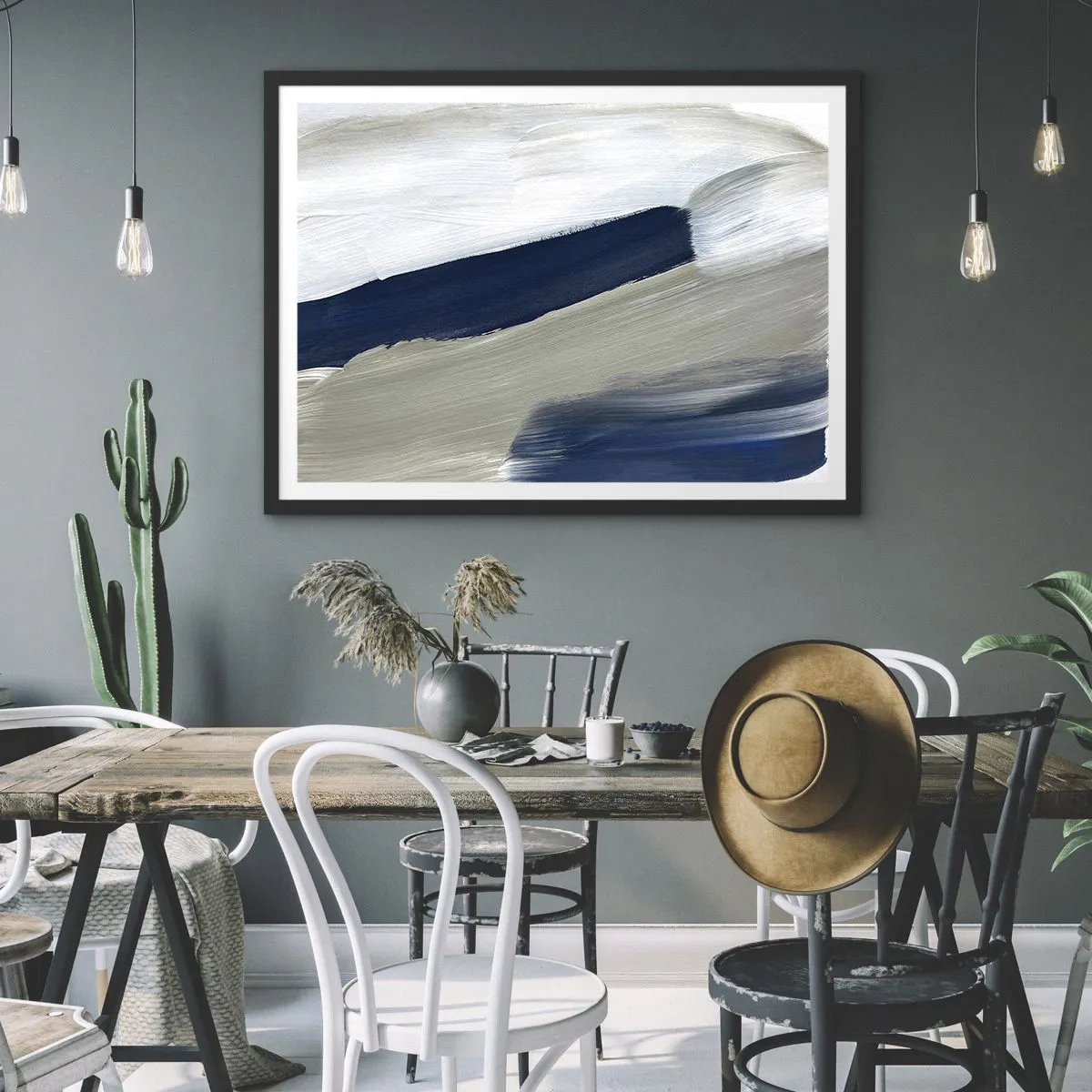 Affisch i svart ram - Möte med vitt - 50x40 cm