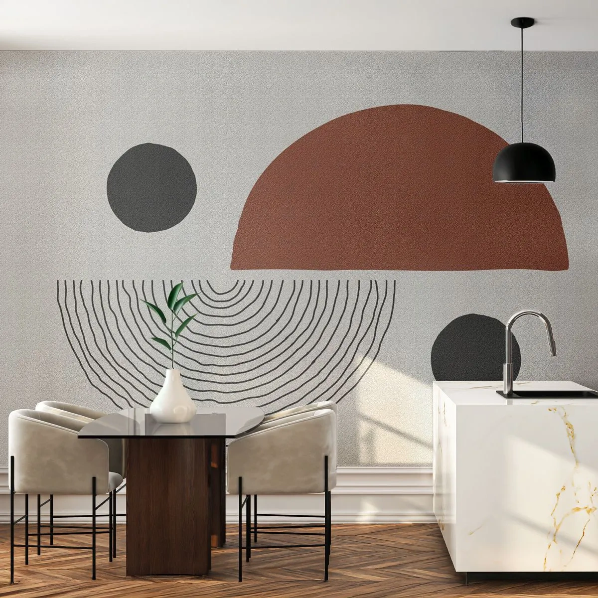 Fototapet Standard Eco - Hjulets perfektion - Abstraktion, Bit, Modern konst - 450x315 cm