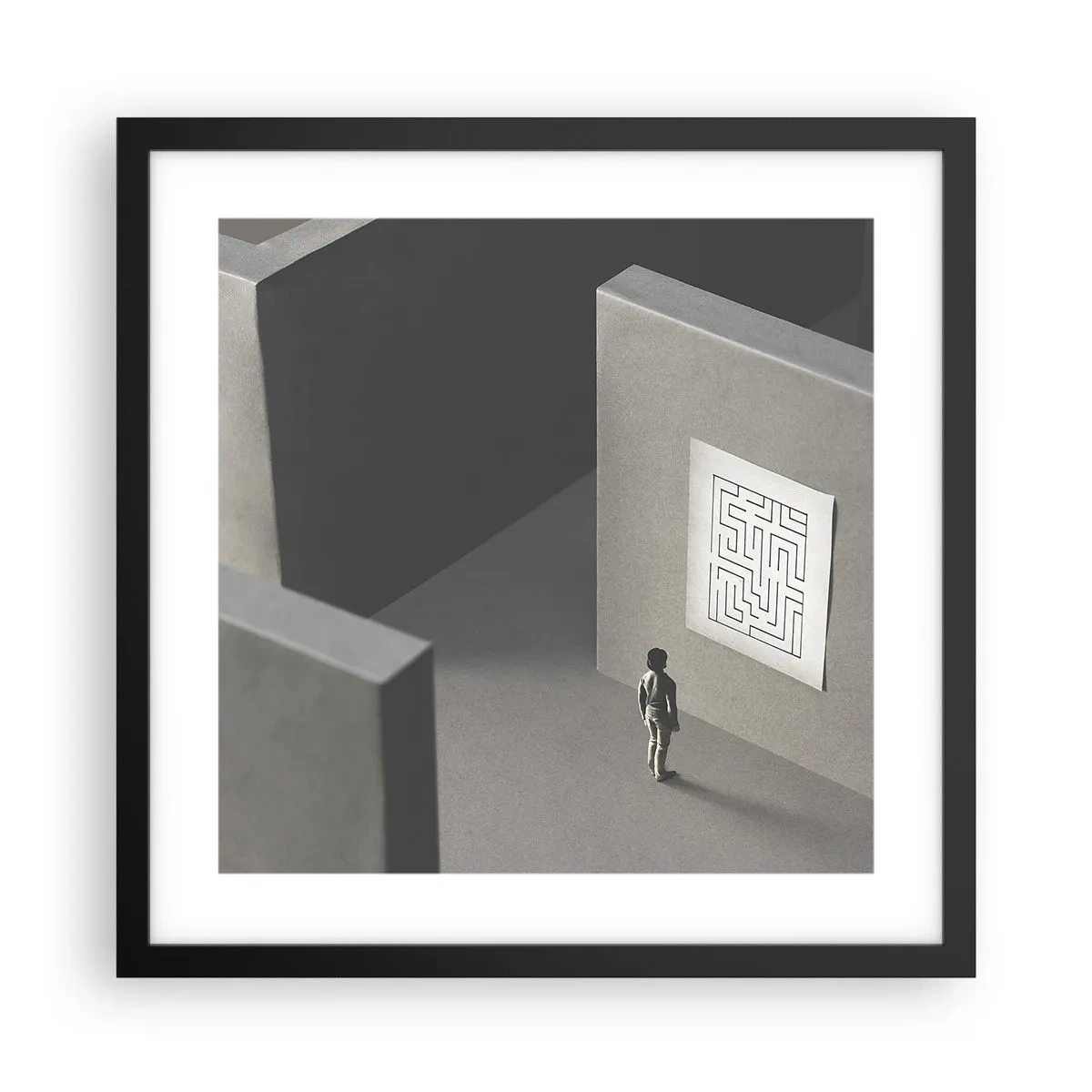 Affisch i svart ram - Men var är jag? - 40x40 cm