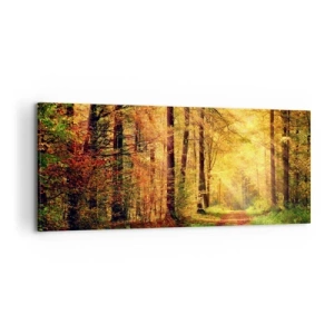 Canvastavla - Bild på duk - Skogsguld tystnad - 120x50 cm