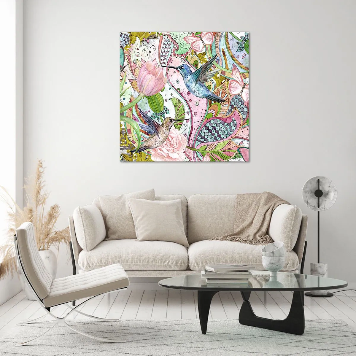 Glastavla - Bild på glas - Inbäddade i klätterväxter - 40x40 cm