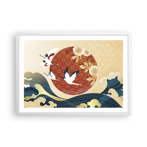 Affisch i vit ram - Japansk saga - 70x50 cm