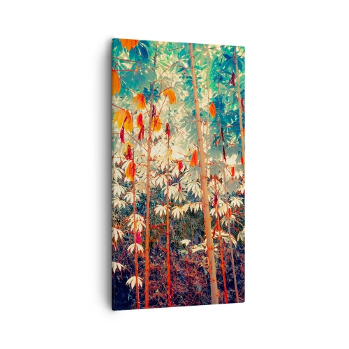 Canvastavla - Bild på duk - Lövbladens hemlighetsfulla liv - 55x100 cm