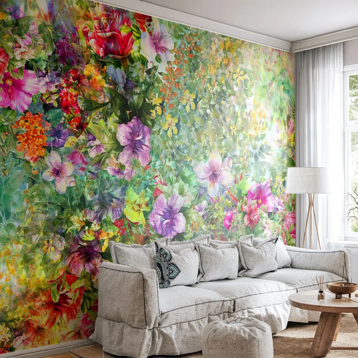 Fototapet på mått Standard Eco - Ta en dopp i blommorna - Blommor, Trädgård, Natur