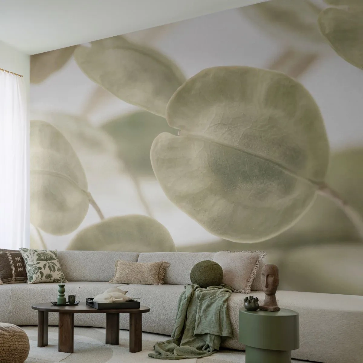 Fototapet Premium Sand - I början fanns det löv... - Blommor, Lugna, Löv - 400x280 cm