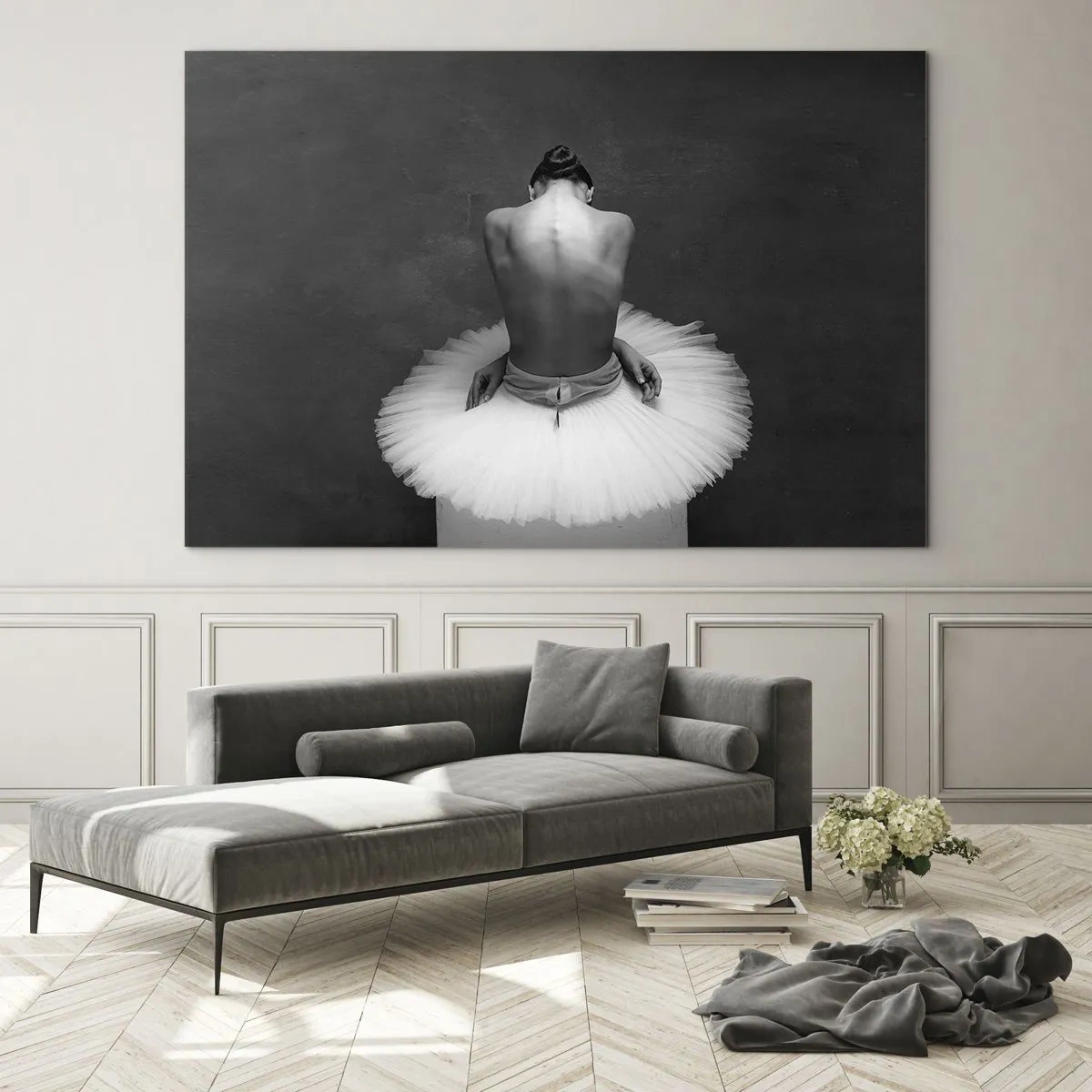 Glastavla - Bild på glas - Hon blommar ut - 100x70 cm