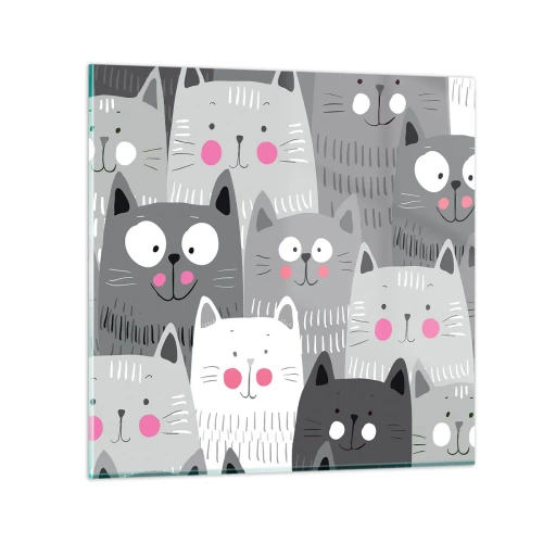 Glastavla - Bild på glas - Katternas värld - 40x40 cm