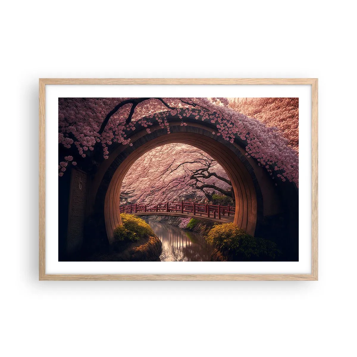 Affisch i ram av ljusek - Japansk vår - 70x50 cm