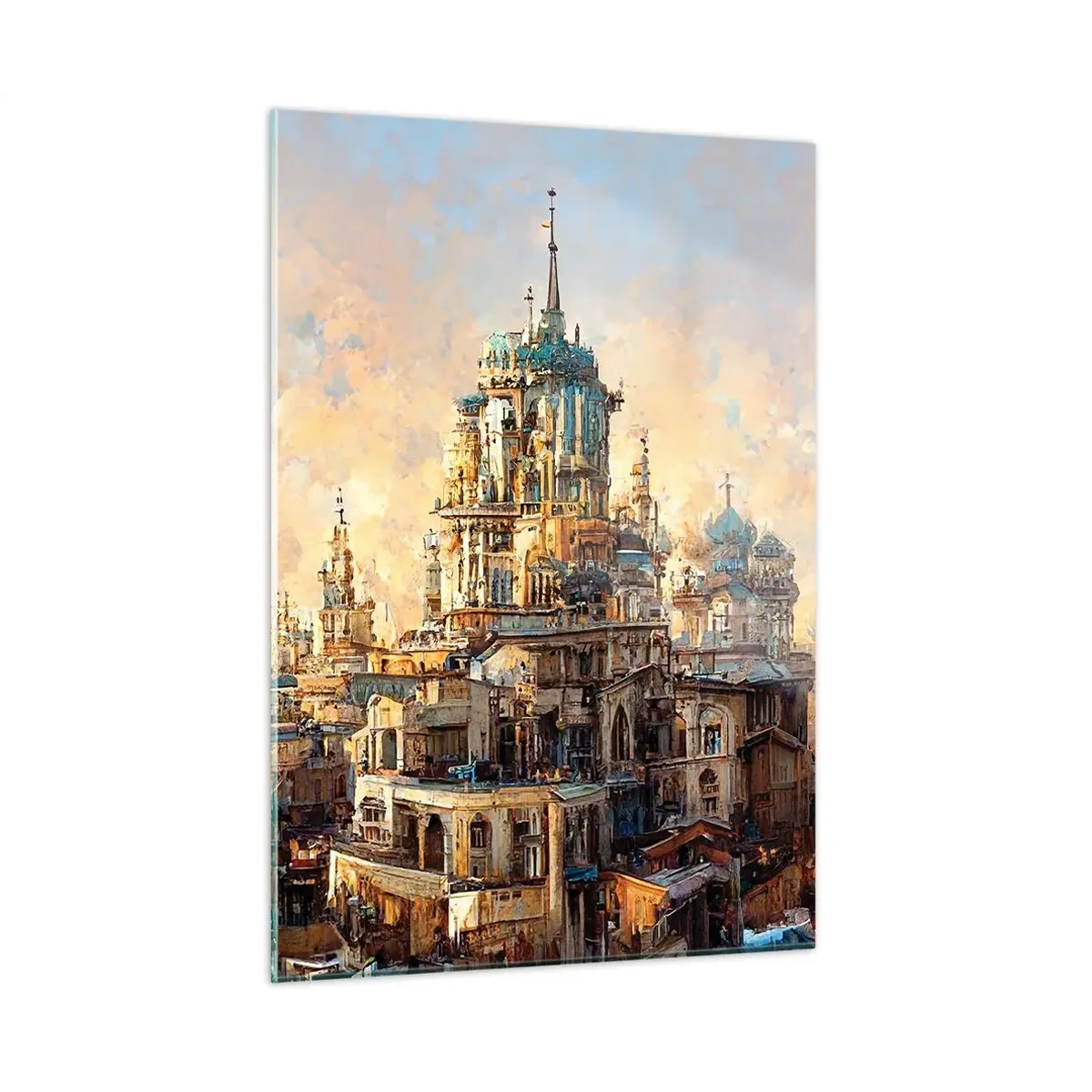Glastavla - Bild på glas - Städernas stad - 50x70 cm