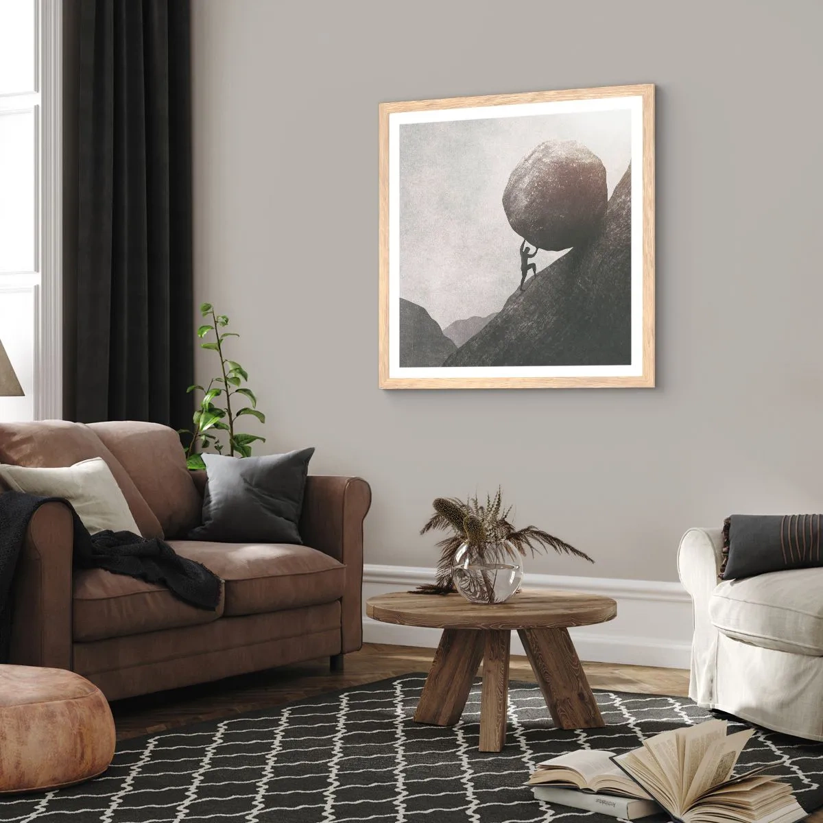 Affisch i ram av ljusek - Jag tror i strid mot hoppet - 60x60 cm