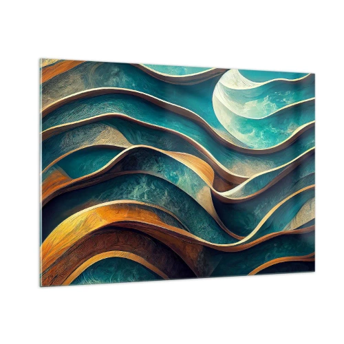 Glastavla - Bild på glas - Meandrar av blått - 100x70 cm