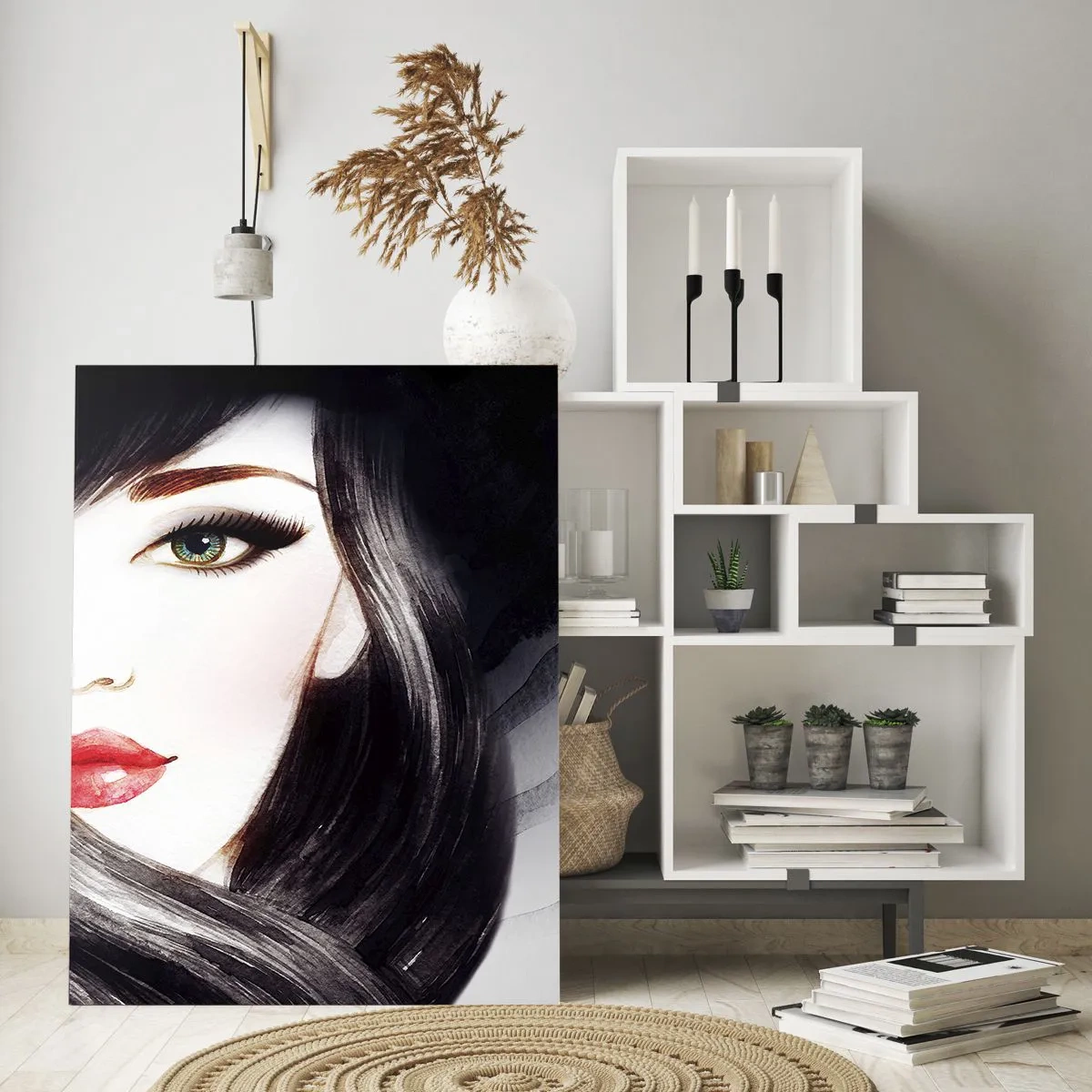 Glastavla - Bild på glas - Safirfärgad blick - 50x70 cm