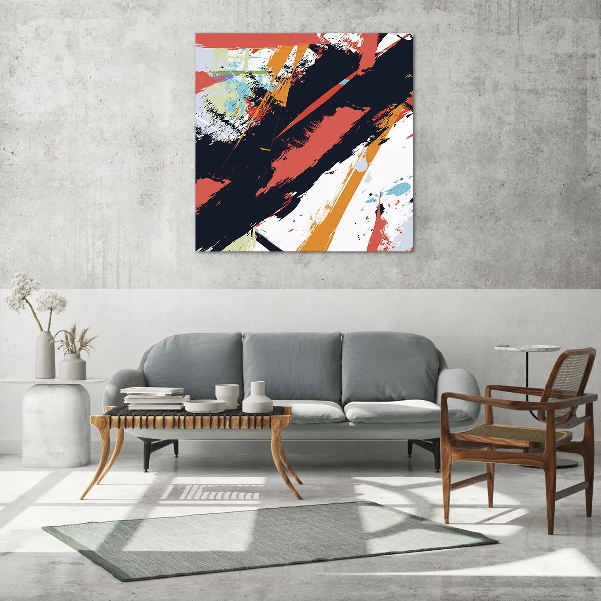 Glastavla - Bild på glas - Dynamisk komposition - 50x50 cm