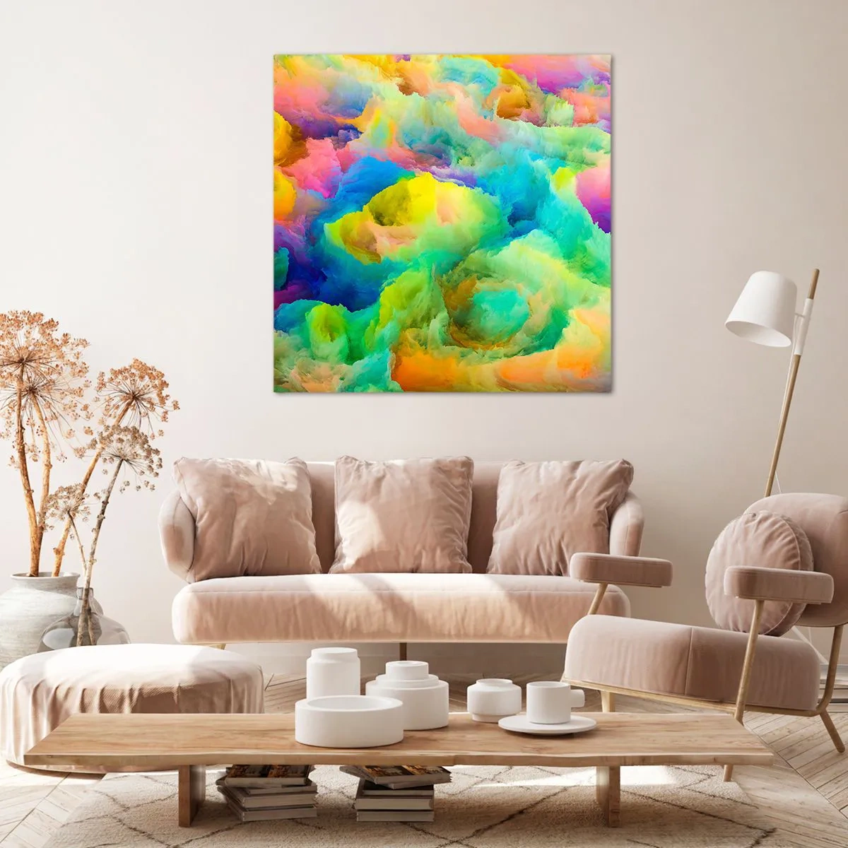 Canvastavla - Bild på duk - Regnbågsdun - 40x40 cm