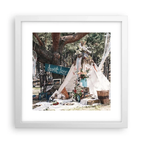 Affisch i vit ram - Make love… - 30x30 cm