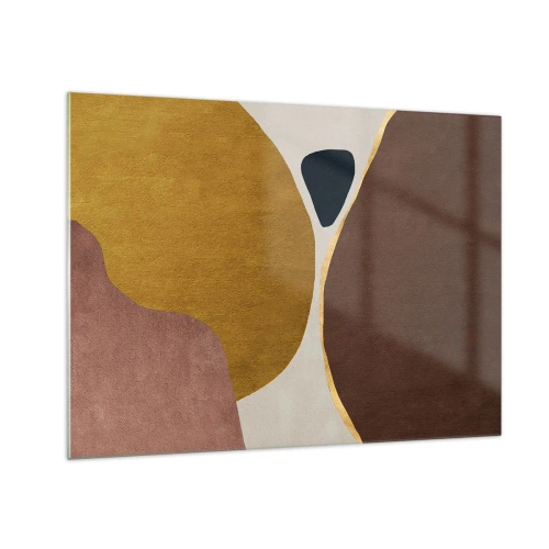 Glastavla - Bild på glas - En minimalistisk komposition av abstrakta former - 70x50cm - Abstraktion - en plats i rymden - Modern väggdekoration för vardagsrum och sovrum ARTTOR