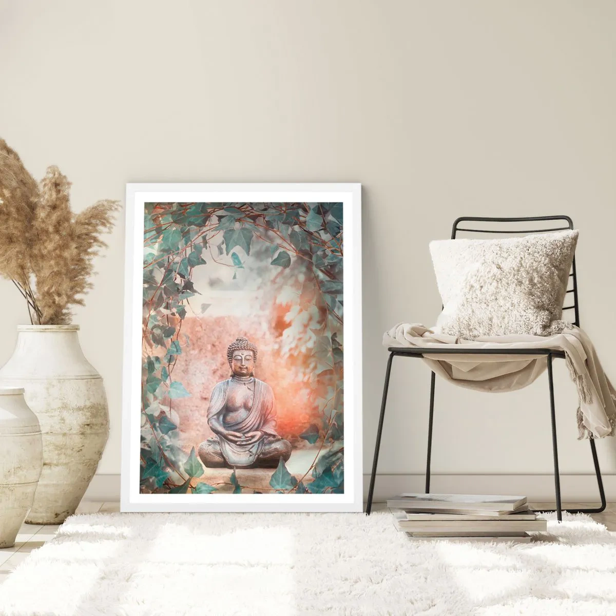 Affisch i vit ram - Glädjefylld harmoni - 70x100 cm