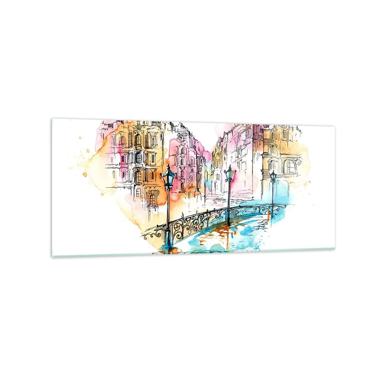 Glastavla - Bild på glas - Stadens hjärta - 120x50 cm