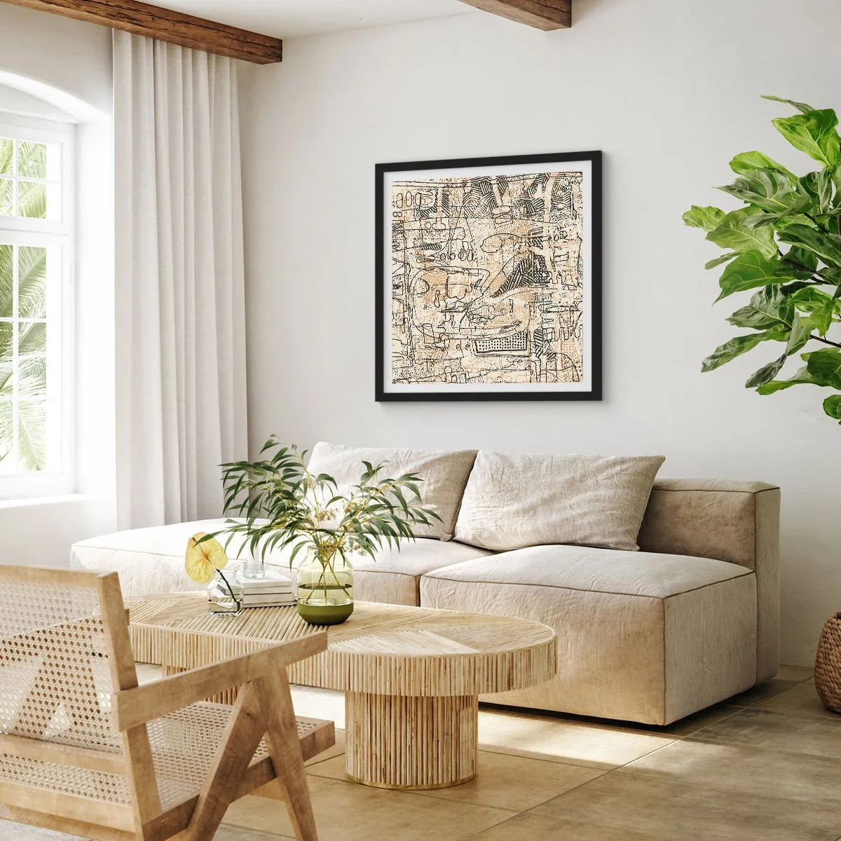 Affisch i svart ram - Väntar på avkodning - 60x60 cm