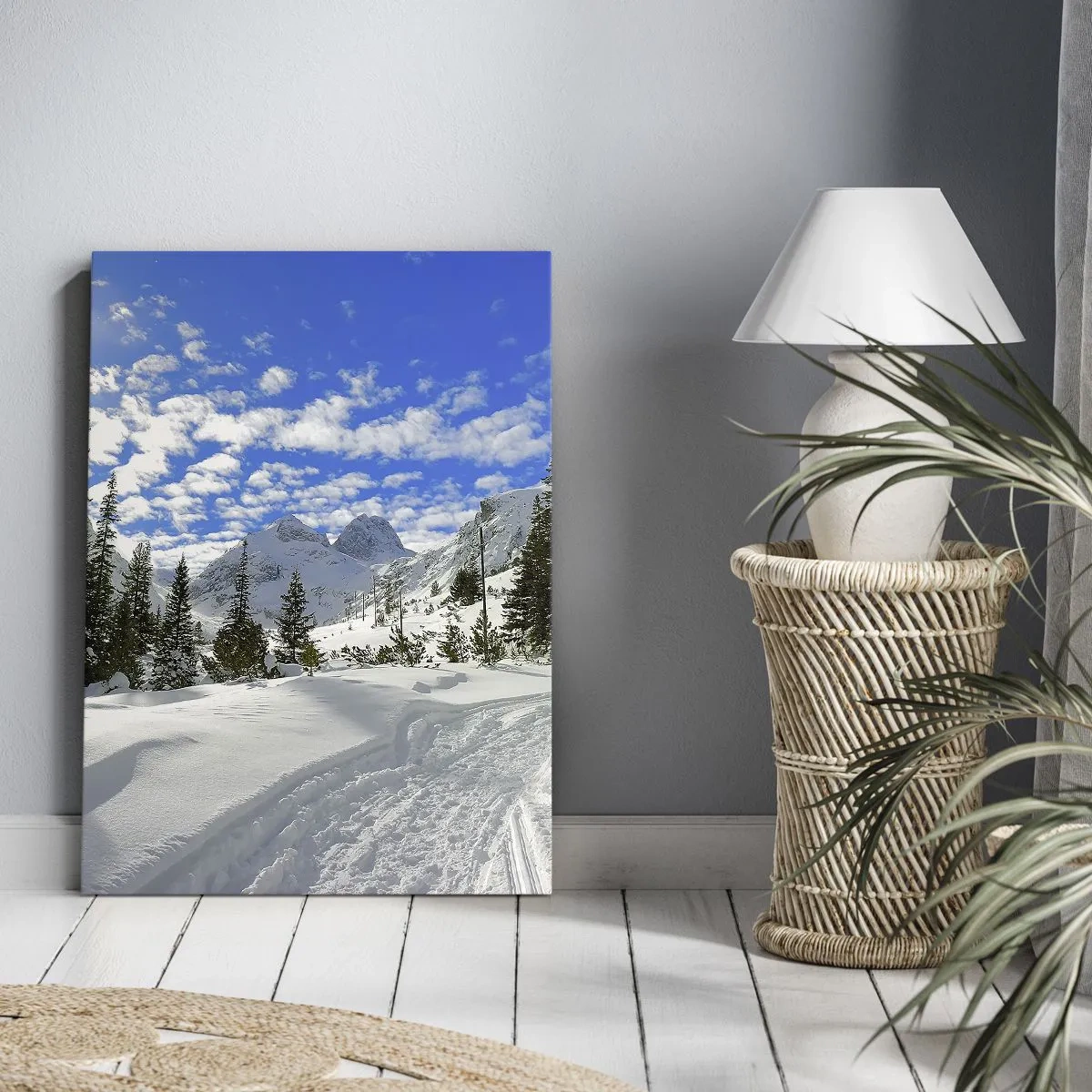 Canvastavla - Bild på duk - I snön och i solen - 50x70 cm