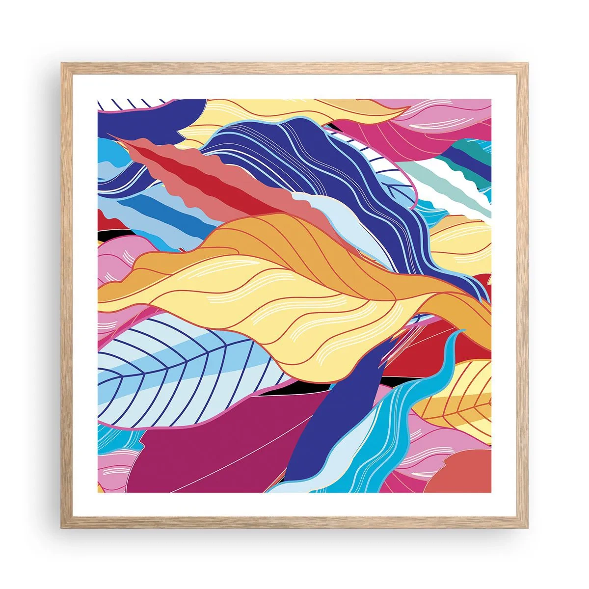 Affisch i ram av ljusek - Färgglad röra - 60x60 cm