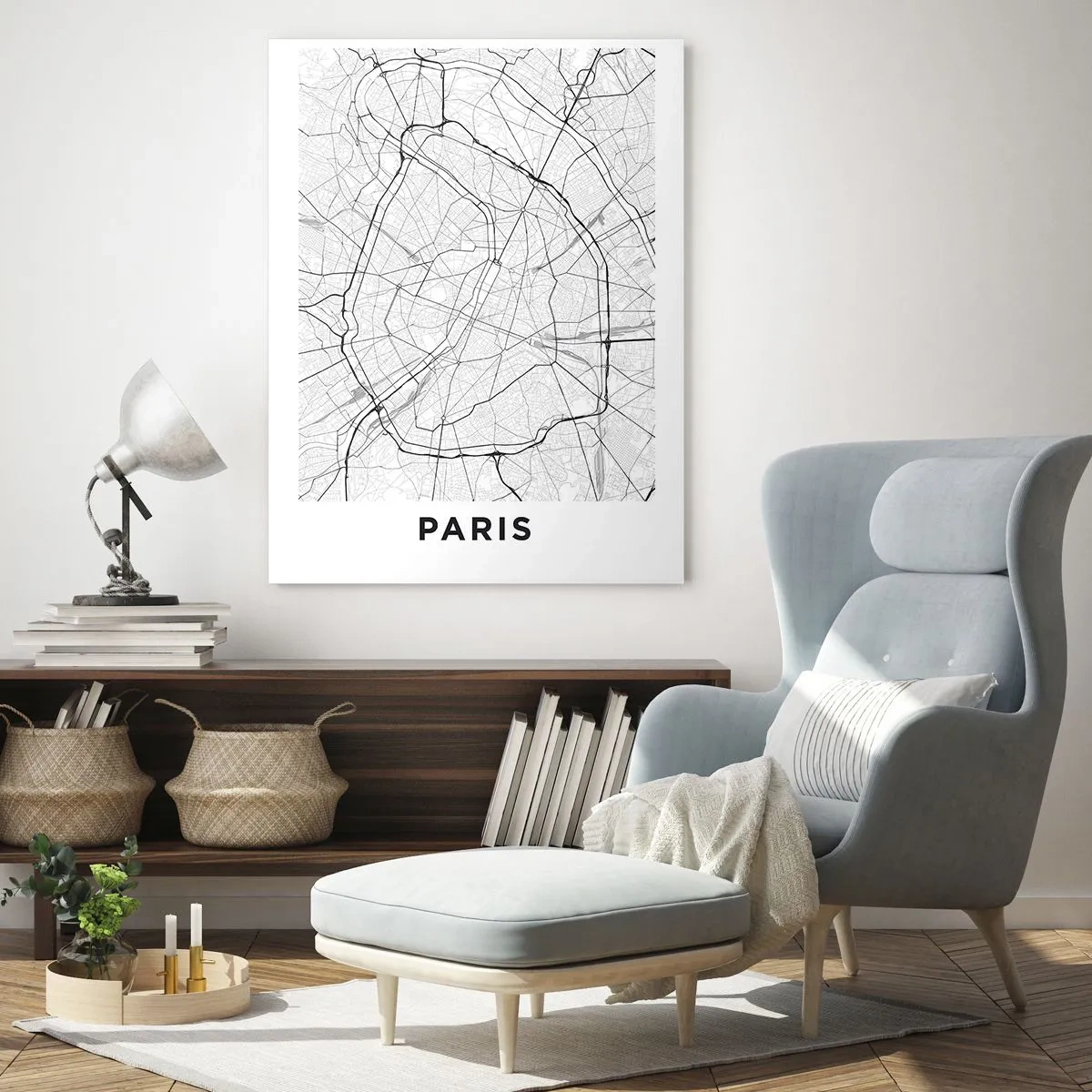 Glastavla - Bild på glas - Paris blomma - 50x70 cm