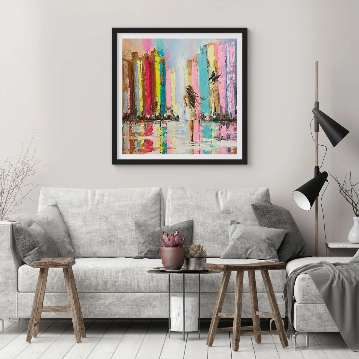 Affisch i svart ram - Kom med mig - 40x40 cm