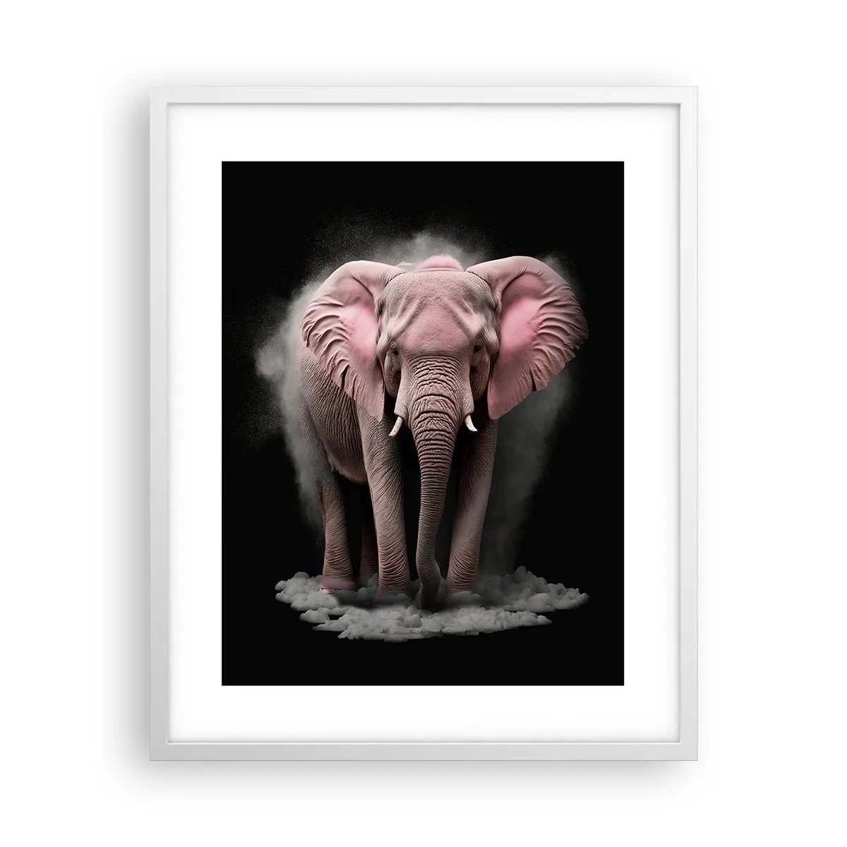 Affisch i vit ram - Tänk inte på en rosa elefant! - 40x50 cm