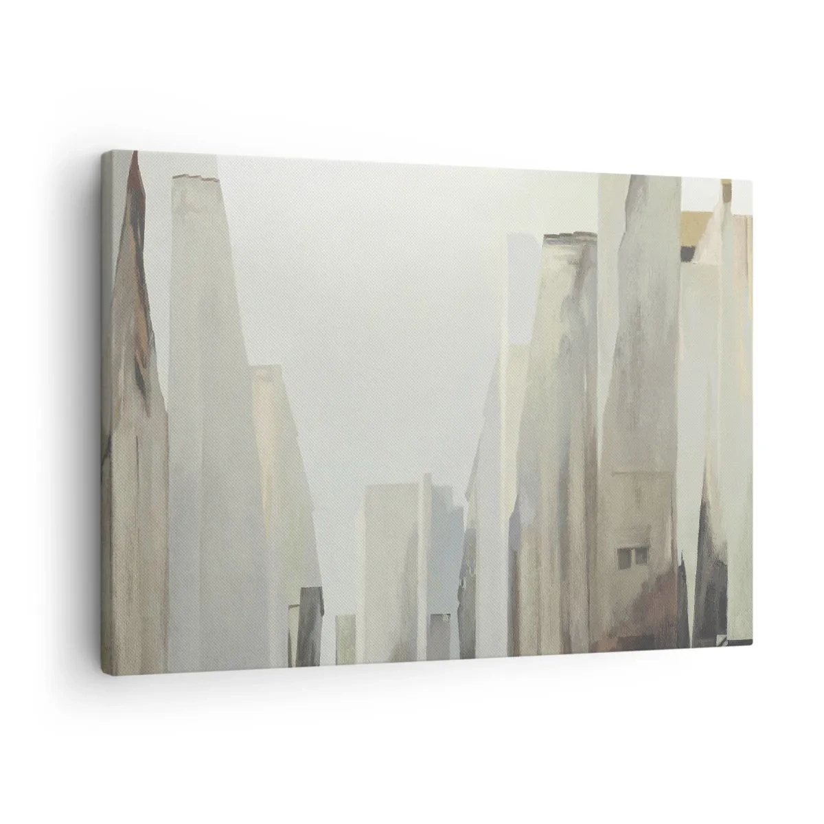 Canvastavla - Bild på duk - Abstrakt stadsbild i pastellfärger - 70x50cm - En dröm om staden - Modern väggdekoration för vardagsrum och sovrum ARTTOR