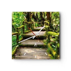 Väggklocka - Klocka på glas - Grön korridor - 30x30 cm