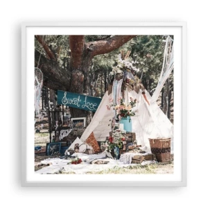 Affisch i vit ram - Make love… - 60x60 cm