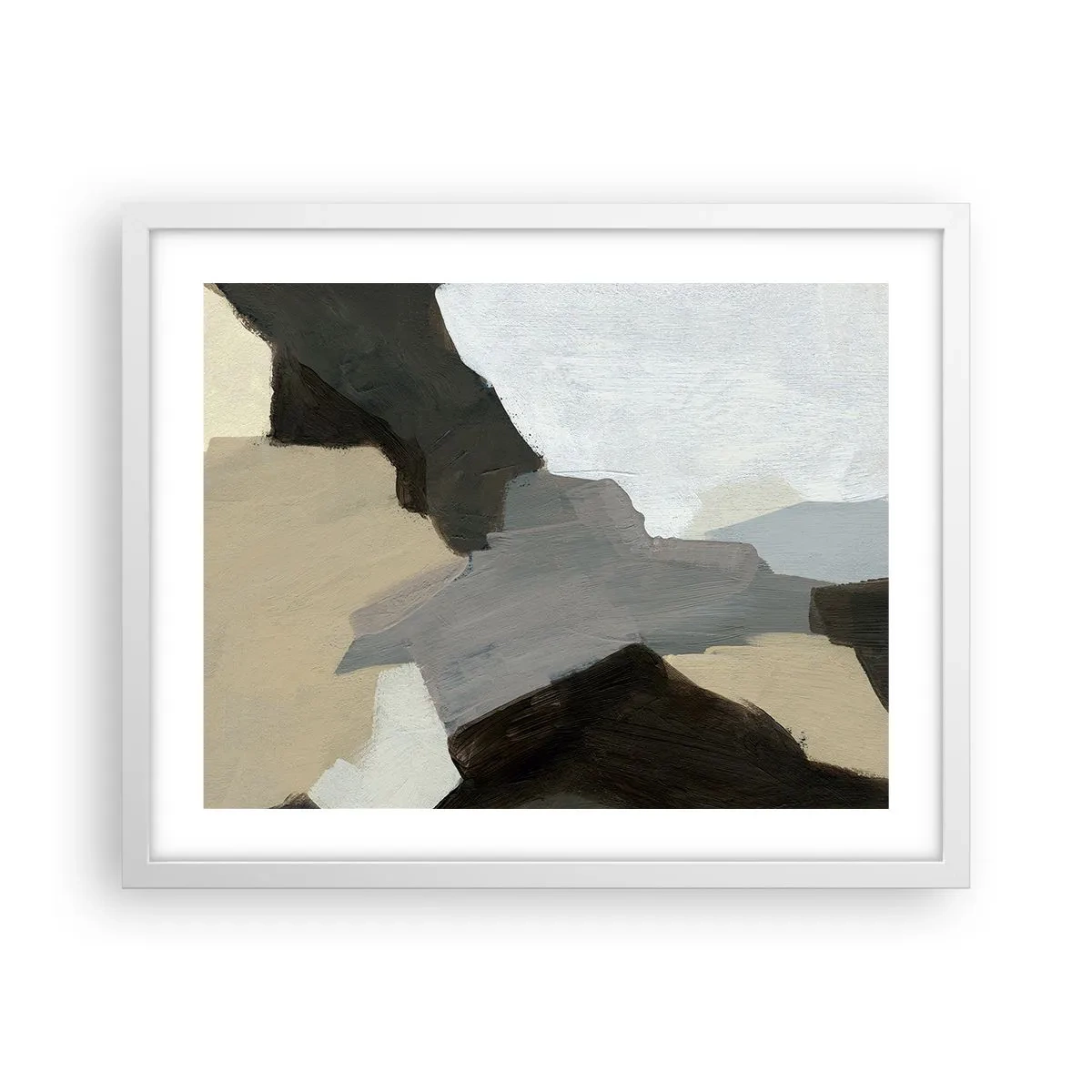 Affisch i vit ram - Abstraktion: avgrening av det gråa - 50x40 cm