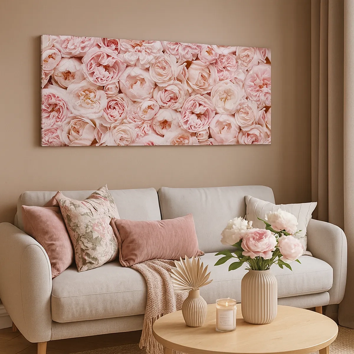 Canvastavla - Bild på duk - Strödd med rosor - 30x30 cm