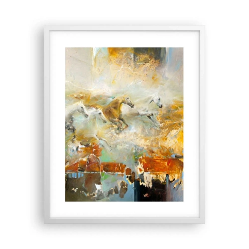 Affisch i vit ram - Galopp genom ljuset - 40x50 cm